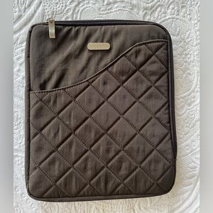 Bagallini Zippered Tablet Sleeve, Chocolate Brown Quilted iPad Cover